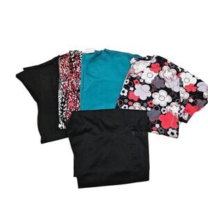 Scrubs Size Medium  4 Tops 1 Pair if Pants Various Brands Nurse Veterinarian